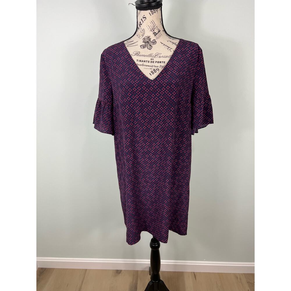 Madewell 100% Silk Pink and Blue Floral short sleeve mini Dress